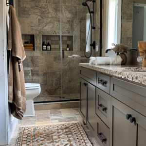Spa-inspired bathroom remodel with rainfall showerhead – Piping Pro Plumbing.