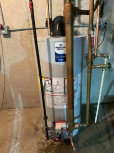 New water heater installation as part of our plumbing service process